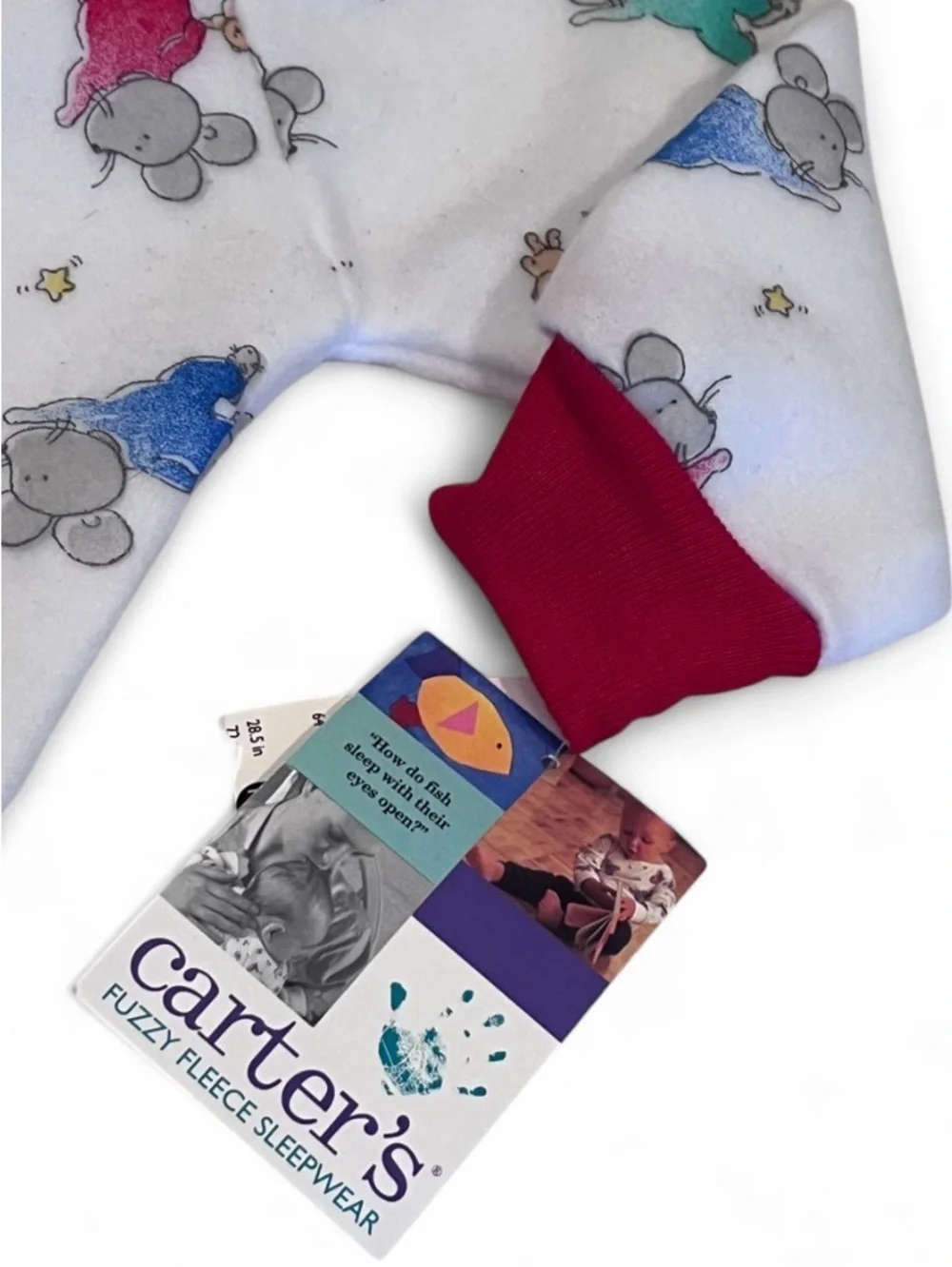 NWT VTG Carter’s Fuzzy Fleece Sleepwear 1 Piece Mouse Print Pajamas 18M